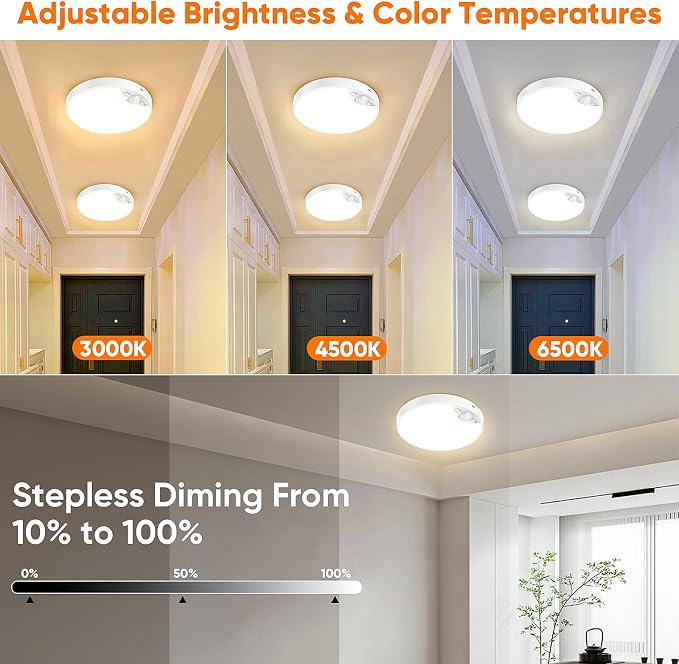 2 Pack 10000mAh Rechargeable Motion Sensor Ceiling Light - Image 5