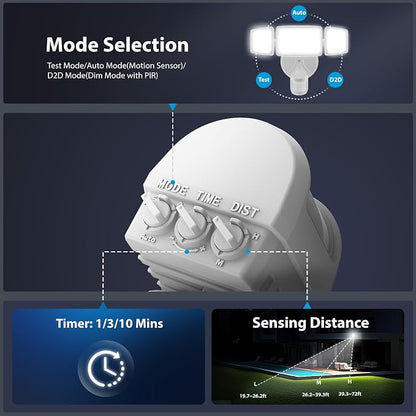 Onforu 2 Pack 100W 11000LM LED Motion Sensor Outdoor Lights, Dusk to Dawn Flood - Image 7