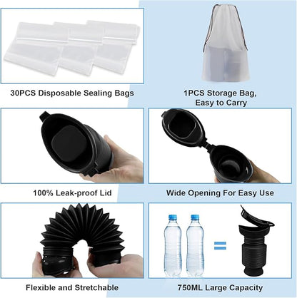Pee Bottles for Men, Portable Urinal for Men, Collapsible Urine Bottle 750ML - Image 3