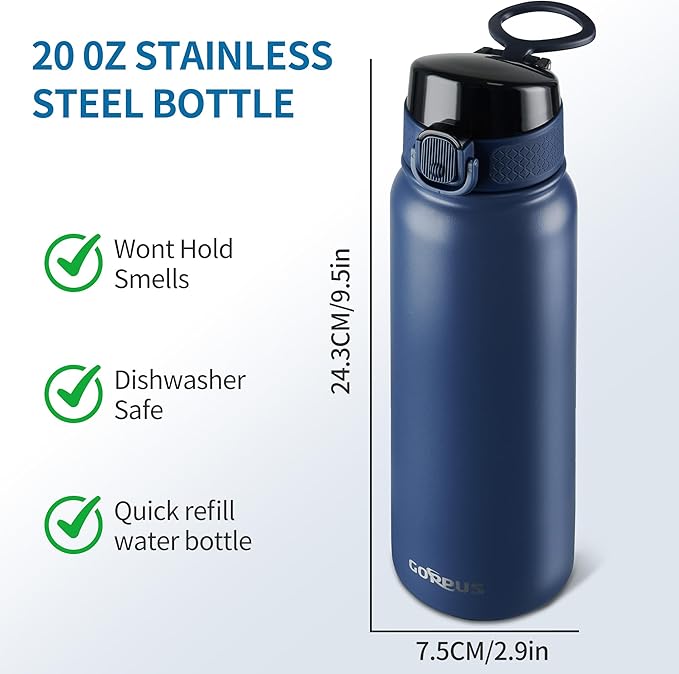 GOPPUS Insulated Water Bottle 20oz Stainless Steel BPA-Free Sports Bottle Ideal - Image 6