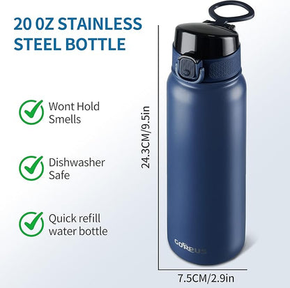 GOPPUS Insulated Water Bottle 20oz Stainless Steel BPA-Free Sports Bottle Ideal - Image 6