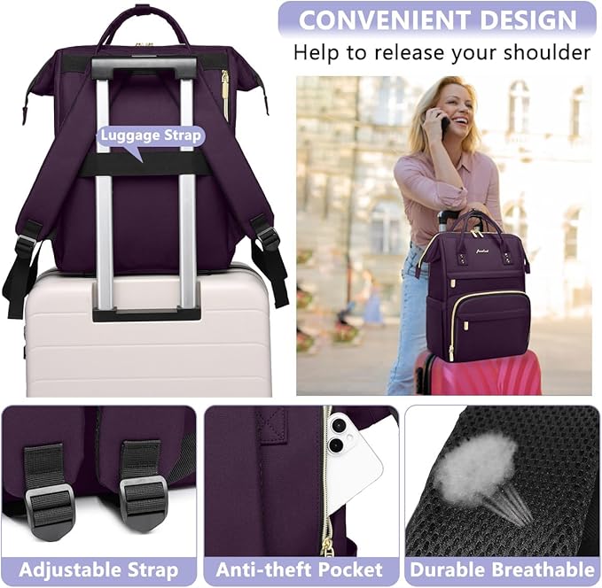 Focdod Laptop Backpack for Women Work Bags - Image 4
