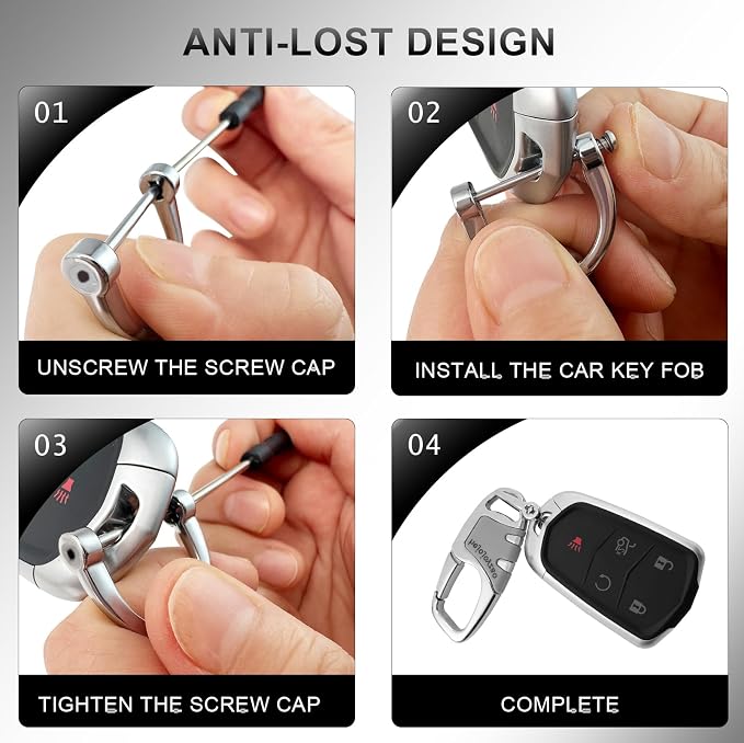 Keychain with Carabiner Clip, 4 Heavy Duty Key Rings and D Ring - Image 9