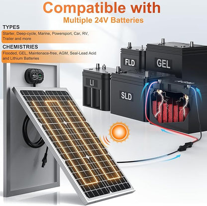 SUNER POWER 24V 30W Solar Battery Charger Maintainer, Built-in Ultra Smart MPPT - Image 6
