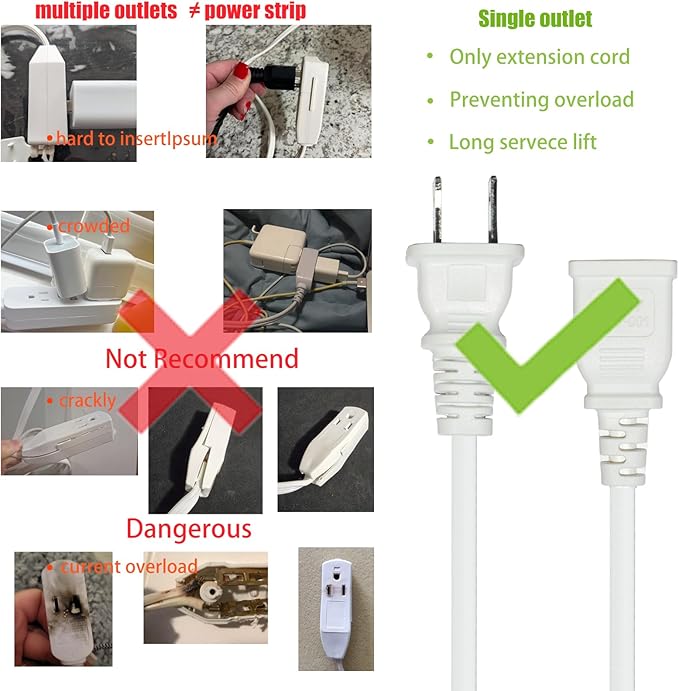 2 Prong Extension Cord for Indoor/Outdoor Use 15ft Long - Image 2