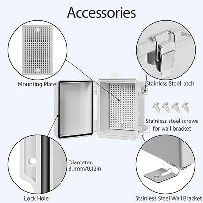 LeMotech Electrical Box, IP67 Waterproof Hinged Cover Stainless Steel Latch - Image 4