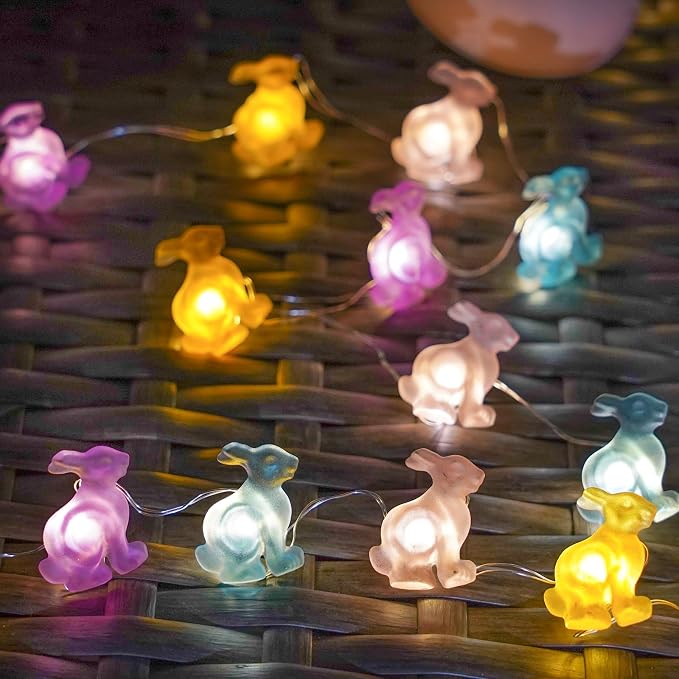 EXF Easter Decorations Bunny Pastel Fairy Lights, Battery Operated - Image 4