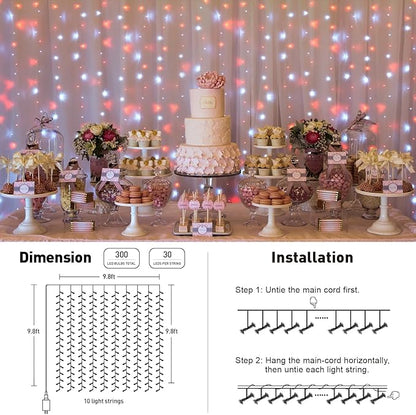 JMEXSUSS 300LED Red and White Christmas Curtain Lights - Image 6