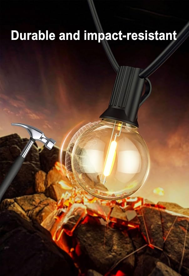 DAMAING Outdoor String Lights LED 50Feet G40 Globe Patio Lights - Image 2