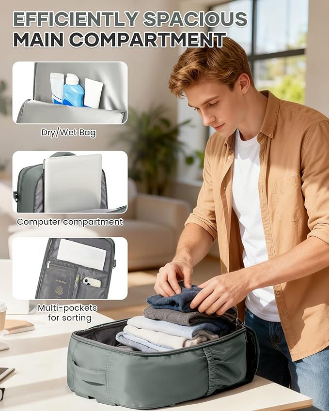 WONHOX Large Travel Backpack Carry on Flight Approved Laptop Work Business - Image 7