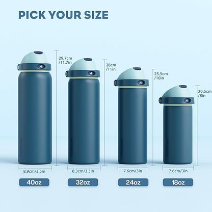 POWCAN 18 oz Insulated Stainless Steel Water Bottle: 2-in-1 Push-Button Spout & - Image 8