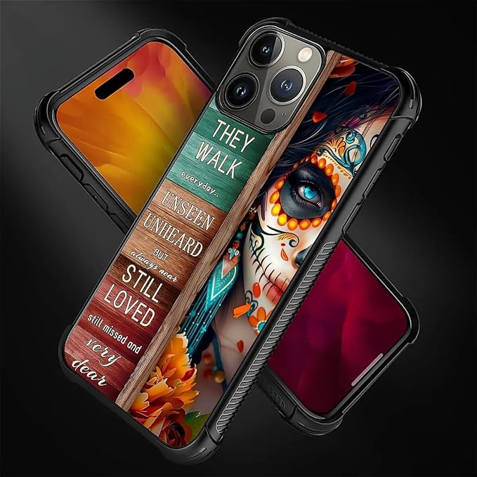 for iPhone 16 Pro Case, Sugar Skull Day of Death Halloween Pattern Graphic - Image 6