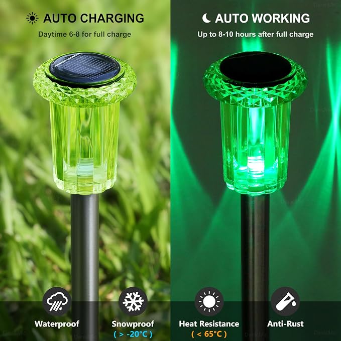 Solar Lights Outdoor 10 Pack Solar Pathway Lights Green Halloween Decorations - Image 3
