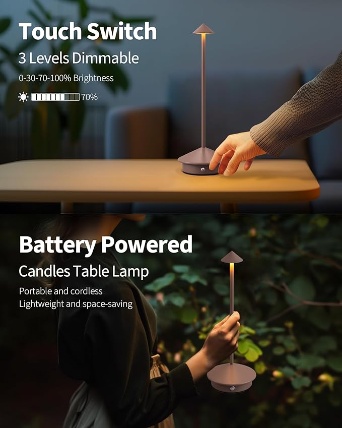 Modern Cordless Table Lamp Set of 2, Portable LED Desk Lamps, 5000mAh - Image 4