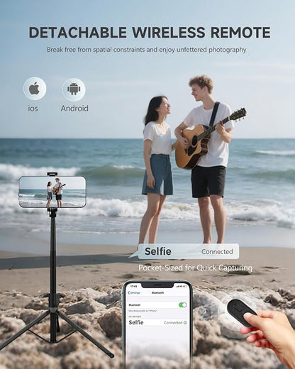 71” Phone Tripod & Selfie Stick, Portable All in One Extendable Cell Phone - Image 4