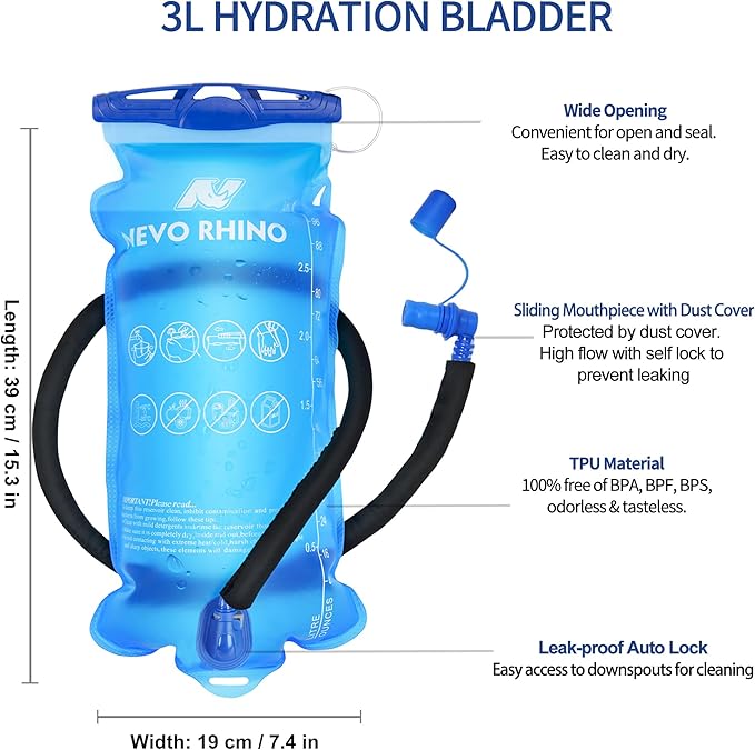 N NEVO RHINO Hydration Bladder1.5L- 2L-3L Leak Proof Water Reservoir, BPA -Free - Image 2