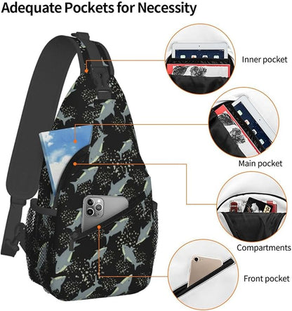 Sea Shark Sling Bag For Women Men Cute Shark Pattern Backpack Crossbody - Image 4