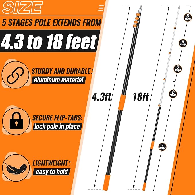 4.3-18 ft Telescopic Extension Pole - Image 2