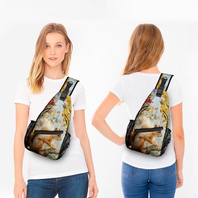 FyLybois Squirrel Sling Bag for Women Lightweight Crossbody Backpack Casual - Image 3