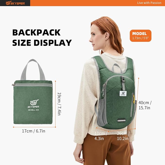SKYSPER 10L Hiking Backpack Small Hiking Daypack Packable Lightweight Travel - Image 6