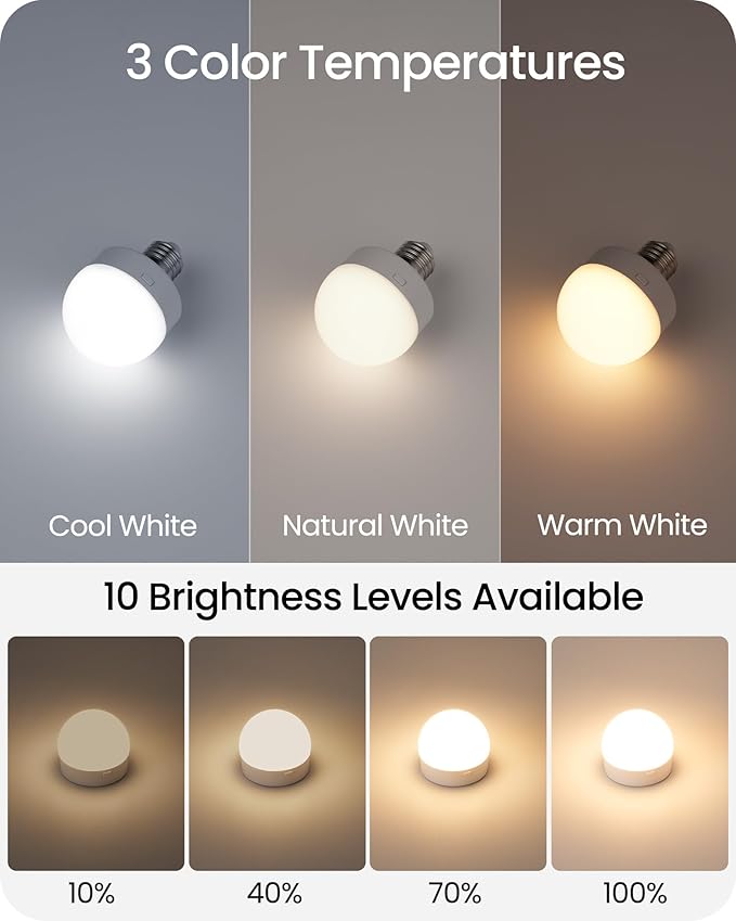 Rechargeable Light Bulbs with Remote Control 2 Packs, Battery Operated Light - Image 5