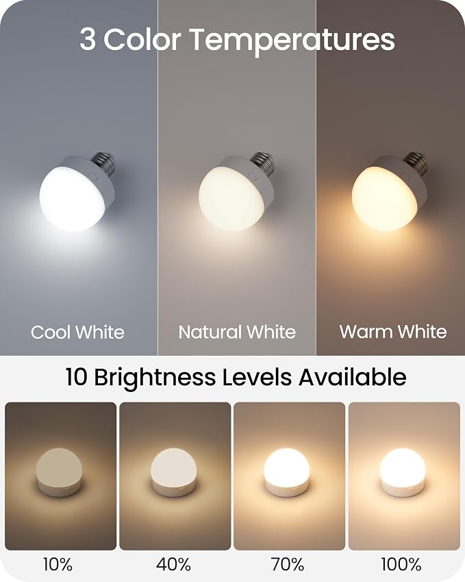 Rechargeable Light Bulbs with Remote Control 4 Packs, Battery Operated Light - Image 3