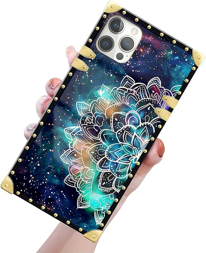 Compatible with iPhone 12 Case, Starry Sky Colourful Mandala Luxury Golden - Image 3