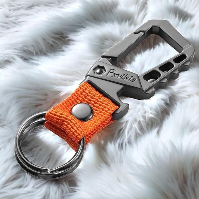Metal heavy duty key chain carabiner clip bottle opener wrist lanyard ring car - Image 5