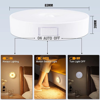8 LEDs Motion Sensor Light Indoor, Night Light USB Rechargeable, 3 Light Modes - Image 2