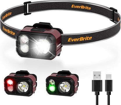 EverBrite 400LM Rechargeable Headlamp, 1.59 oz Lightweight & Comfortable Head by EverBrite