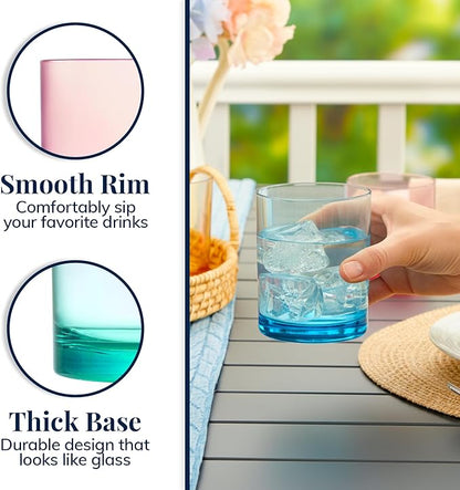 US Acrylic Classic Plastic Reusable Drinking Glasses 12oz Rocks Cups Assorted - Image 4