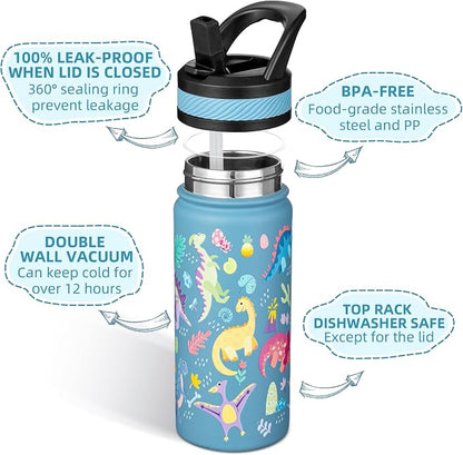 Fanhaw 18 Oz Kids Insulated Water Bottle - Image 2