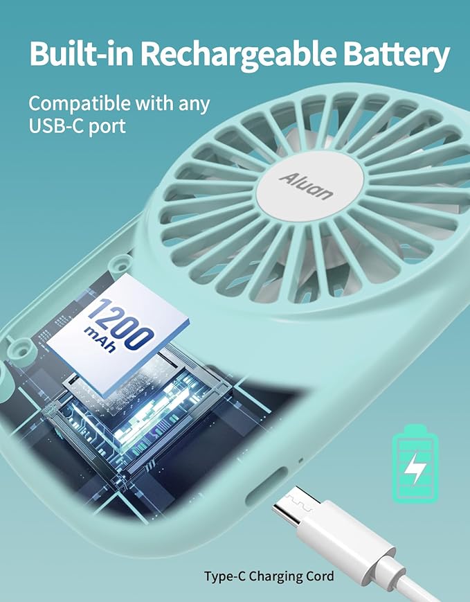Aluan Handheld Mini Fan Powerful Small Personal Portable Speed Adjustable USB - Image 4