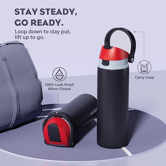 POWCAN 24 oz Stainless Steel Water Bottle: 2-in-1 Push-Button Spout & - Image 4