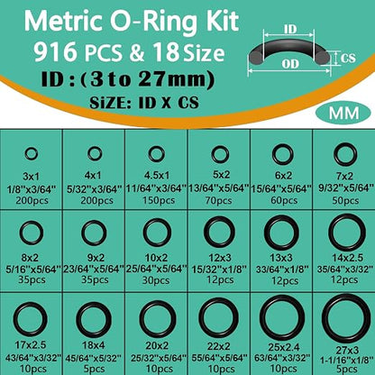 XBVV 37 Size 1075 Pcs Faucet Washers & O-Rings Kit & Plumbing Gasket 3-in-1 - Image 4