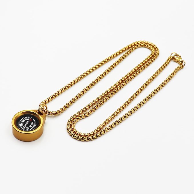 Engraved Compass Necklace, Navigation Compass Necklace - Image 3