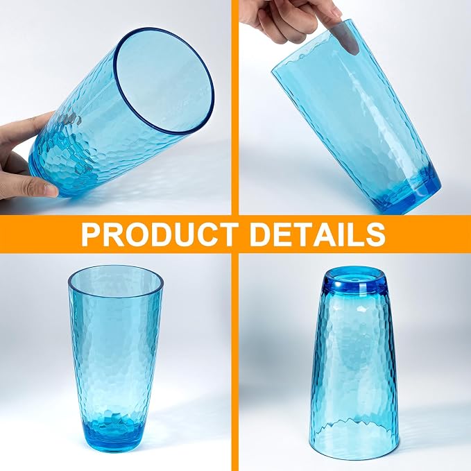 KOXIN-KARLU Hammered 26-ounce Plastic Tumbler Acrylic Glasses - Image 4