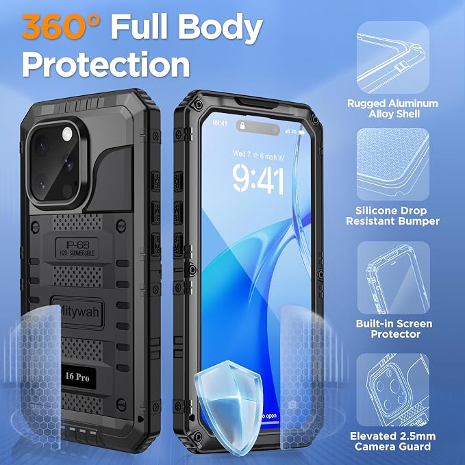 Mitywah Waterproof Case for iPhone 16 Pro, Shockproof Heavy Duty Case - Image 5