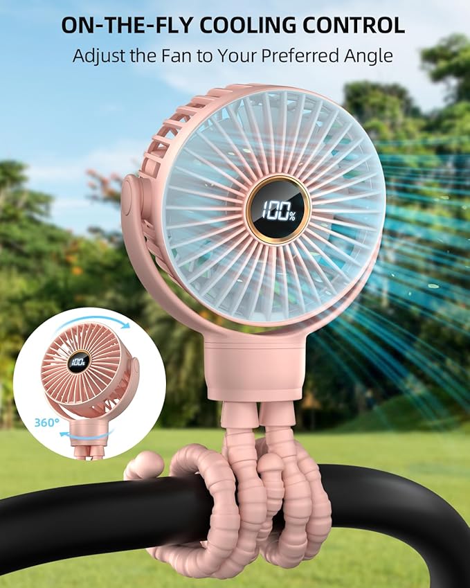 Portable Stroller Mini Fan, Small Rechargeable Personal Fan, Travel Essentials - Image 2