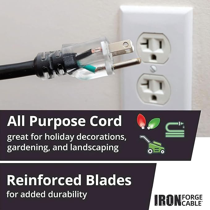 Iron Forge Cable 2 Pack 12 Gauge Outdoor Extension Cord 25 Ft, SJTOW 12/3 Heavy - Image 8