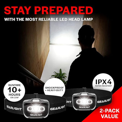 LED Headlamp 2-pack Battery Powered | Head Lamp - Image 2