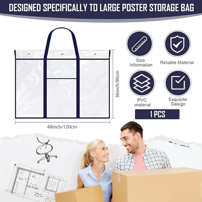 Windyun 1 Pack Large Poster Storage Bag 48" x 36" Bulletin Board Holder Art - Image 2