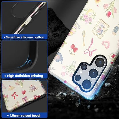 for Samsung Galaxy S25 Ultra Case, HL2 Aesthetic Bow Preppy Collage Hybrid 2 - Image 3