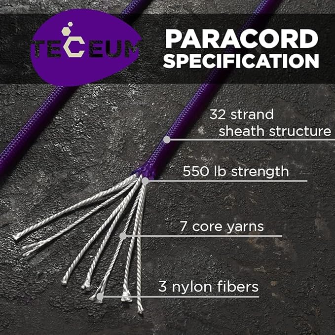 TECEUM Reflective Paracord Rope 1000 – 1000ft/200ft/100ft/50ft – 40+ Colors – - Image 2