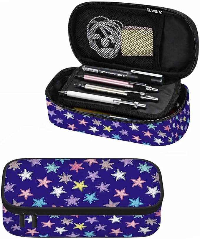 Colorful Stars Pencil Case Woven Stars Purple Blue Red Pencil Bag Pouch Box by Unknown