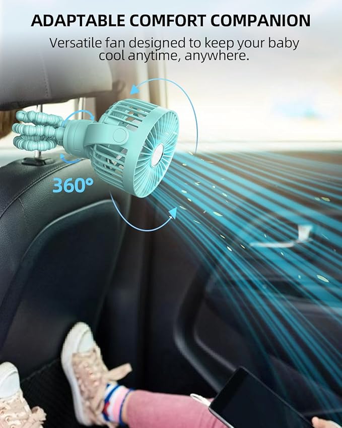 Portable Stroller Mini Fan, Small Rechargeable Personal Fan, Travel Essentials - Image 5
