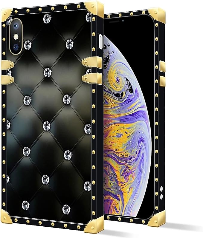 Compatible with iPhone Xs Max Case, Shiny Black Sofa Crystal Luxury Golden - Image 2