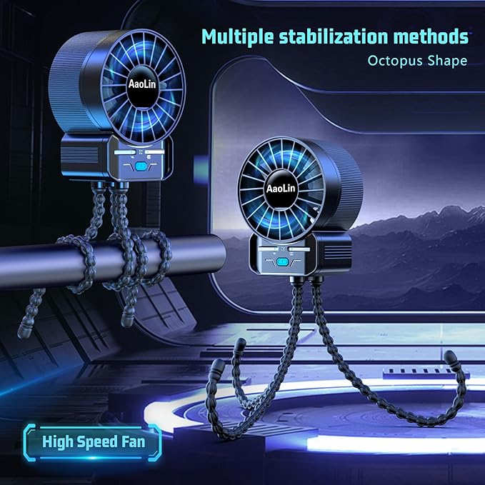 multifunctional USB rechargeable portable stroller small fan 4 speed 6600rpm - Image 2
