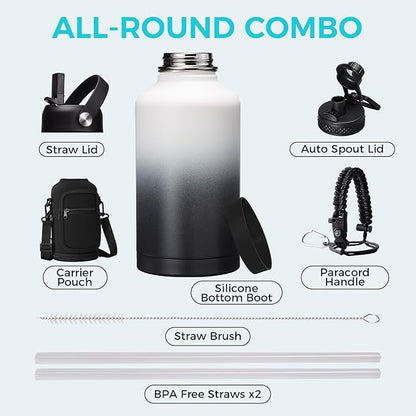 Half Gallon Water-Bottle with straw - 64oz Vacuum Insulated Water Bottles with - Image 2