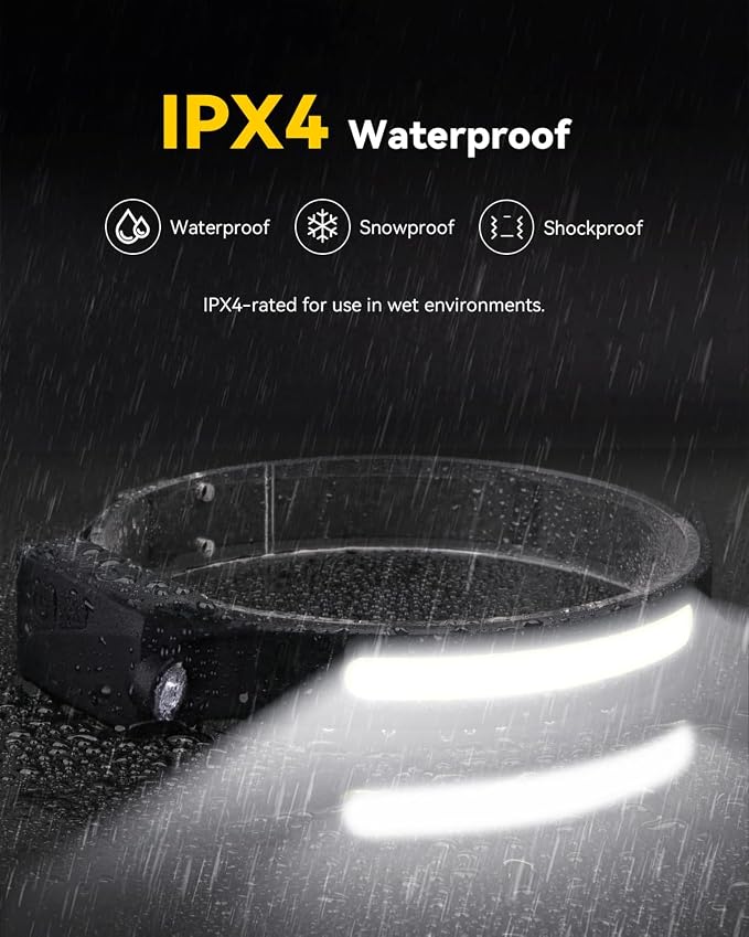 Headlamp Rechargeable 3 Pack, 230° Wide Beam Running Head Lamp Hands Free - Image 6